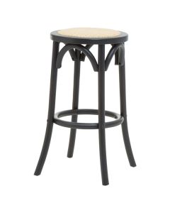 Corso Cane Round Rattan Stool In Black