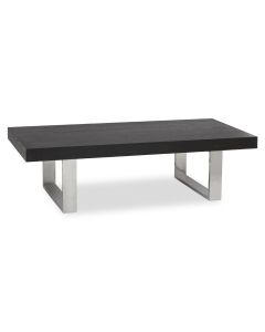 Ulmus Wooden Coffee Table In Black With Stainless Steel Base