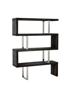 Ulmus Wooden 4 Tiers Bookshelf In Black Metal Frame