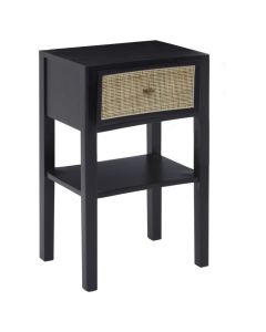 Caelus Rattan Bedside Table With 1 Drawer In Black