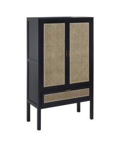 Corso Rattan Wardrobe With 2 Doors And 1 Drawers In Black