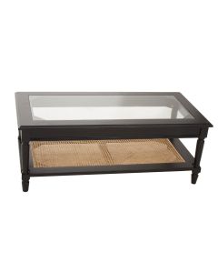 Corso Clear Glass Top Coffee Table With Rattan Undershelf