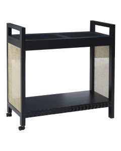 Corso Cane Rattan 2 Tier Drinks Trolley In Black