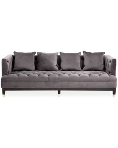 Sefira Fabric 3 Seater Sofa In Viola Pirate Grey With Wooden Legs