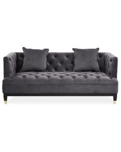 Sefira Fabric 2 Seater Sofa In Viola Pirate Grey With Wooden Legs