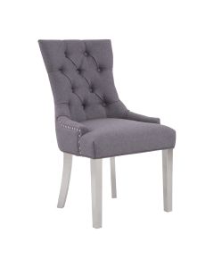 Richmond Polyester Linen Fabric Dining Chair In Grey