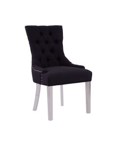 Richmond Polyester Linen Fabric Dining Chair In Black