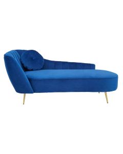 Felizia Left Arm Polyester Velvet Chaise Chair In Midnight Blue