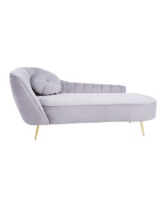 Felizia Left Arm Polyester Velvet Chaise Chair In Grey