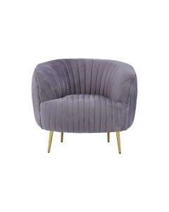 Florina Velvet Armchair In Grey With Gold Metal Legs