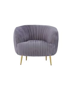 Florina Velvet Armchair In Grey With Gold Metal Legs