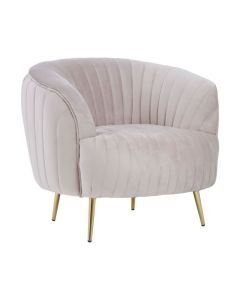 Florina Velvet Upholstered Armchair In Mink With Gold Legs