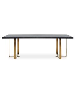 Lena Wooden Dining Table In Black And Grey With Gold Metal Legs