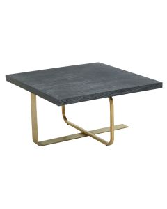 Lena Rectangular Wooden Coffee Table In Black With Gold Frame