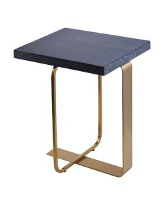 Lena Rectangular Wooden Side Table In Black And Gold