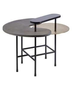 Serrano Round Black Oak Veneering Coffee Table With Black Metal Frame