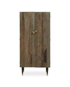 Malay Tall Wooden Storage Cabinet With 2 Doors In Natural And Black