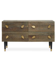 Malay Wooden Chest Of 4 Drawers In Natural And Black