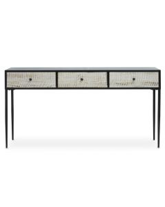 Luxor Wooden Console Table In Grey With Black Metal Frame