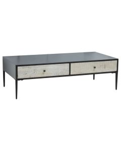 Luxor Wooden Coffee Table In Grey With 2 Drawers