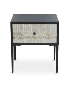 Luxor Wooden Side Table In Grey With Black Metal Frame