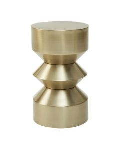 Cadfan Round Sculptured Metal Side Table In Gold