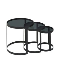 Corra Glass Top Nest Of 2 Tables In Black