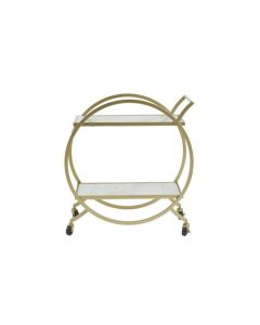 Avebury Drinks Trolley In Gold With White Marble Shelves