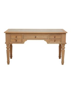 Lyon Marble Top Wooden Study Desk With 5 Drawers In American Oak