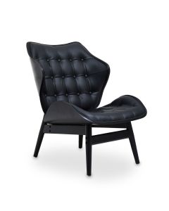 Vinsi Faux Leather Bedroom Chair In Black With Black Back