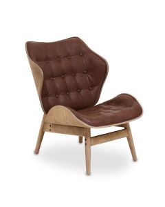 Vinsi Faux Leather Bedroom Chair In Brown With Natural Back