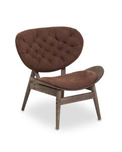 Vince Velvet Accent Chair In Brown With Button Details