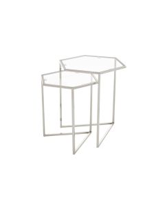 Herber Glass Top Nest Of 2 Tables With Silver Frame