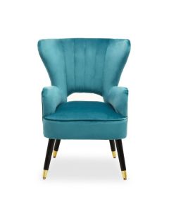 Sloan Velvet Armchair In Green With Black Wooden Legs