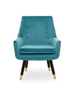 Sara Velvet Armchair In Green With Black Wooden Legs