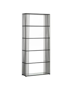 Trento 5-Tier Glass Shelves Bookcase In Black