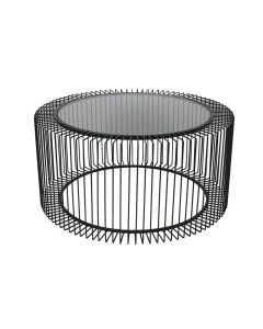 Trento Round Glass Top Coffee Table With Black Iron Frame