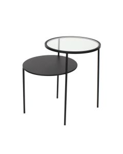 Trento Clear Glass End Table With Black Metal Frame