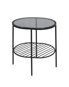 Trento Glass Top End Table With Black Metal Frame