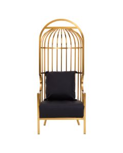 Eliza Dome Cage Lounge Chair In Brushed Gold Stainless Steel Frame