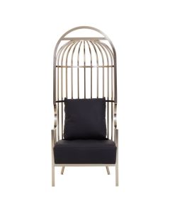 Eliza Dome Cage Lounge Chair In Brushed Silver Stainless Steel Frame