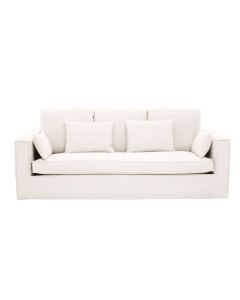 Madera Fabric 3 Seater Sofa With Cushions In Cream