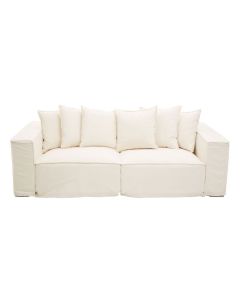 Macrae Fabric 3 Seater Sofa With Cushions In Cream