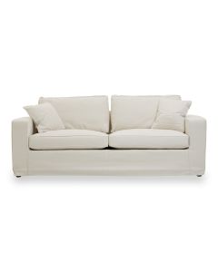 Valensole Fabric 3 Seater Sofa In Cream With Wood Legs