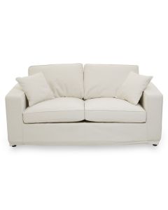 Valensole Fabric 2 Seater Sofa In Cream With Wood Legs