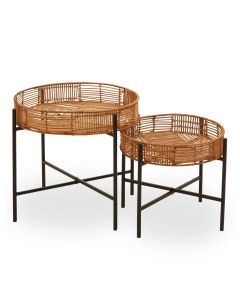 Batu Rattan Set Of 2 Side Tables In Natural