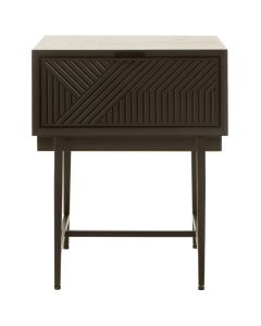 Jakara Wooden Side Table In Black With Metal Base