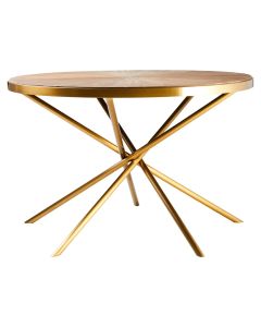 Jana Round Wooden Dining Table In Natural With Tied Frame
