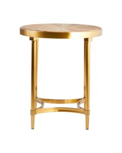 Jana Round Wooden Side Table In Natural With Curved Frame