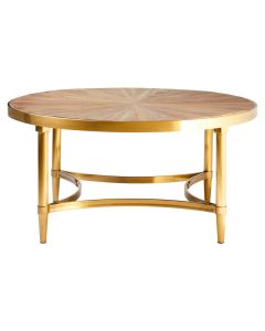 Jana Round Wooden Coffee Table In Natural With Curved Frame